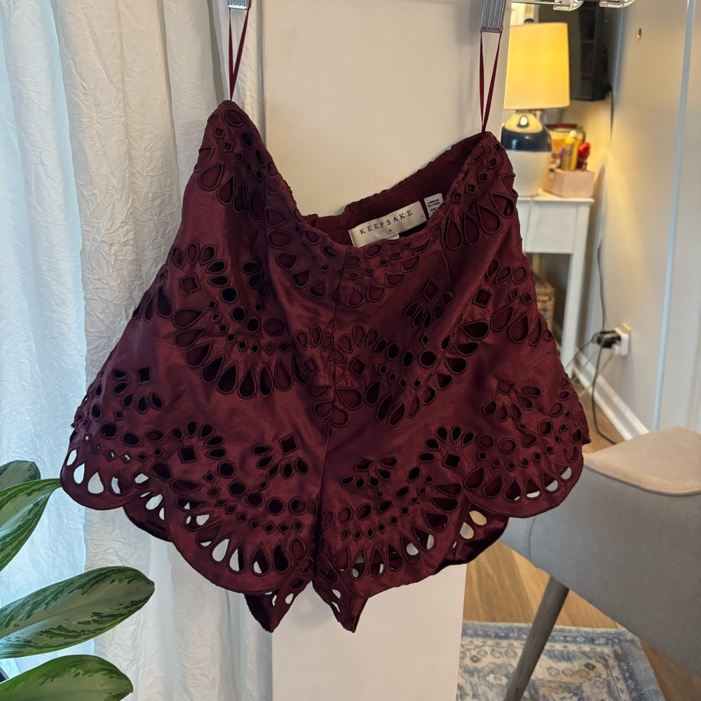 Sheer Burgundy Lace Shorts